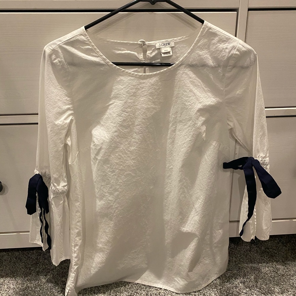 Jcrew white blouse 3/4 sleeve